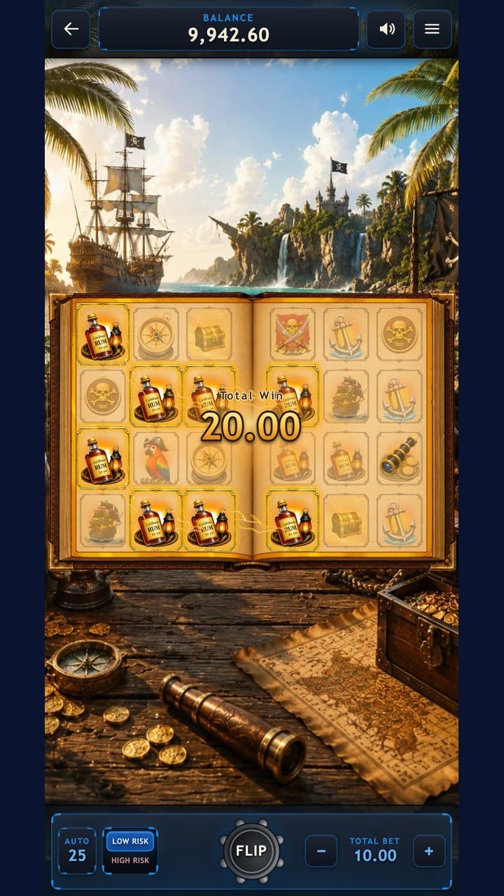 Slotbook on a phone — a paid round with the winning lines lit across the page